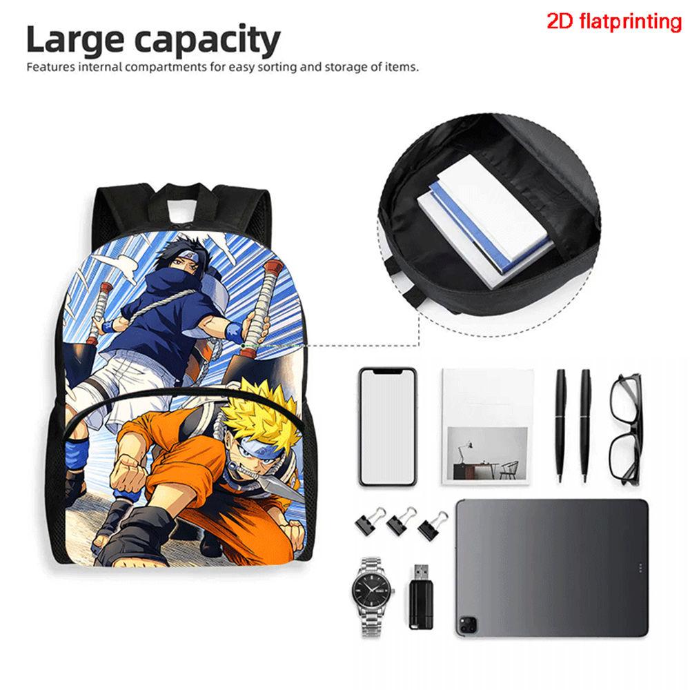 2Pcs Set Youth Rucksack with Front Pocket & Pencil Tote, Comic NARUTO Learner Bags for Boys&Girls Aged 6-10, Durable& Lightweight