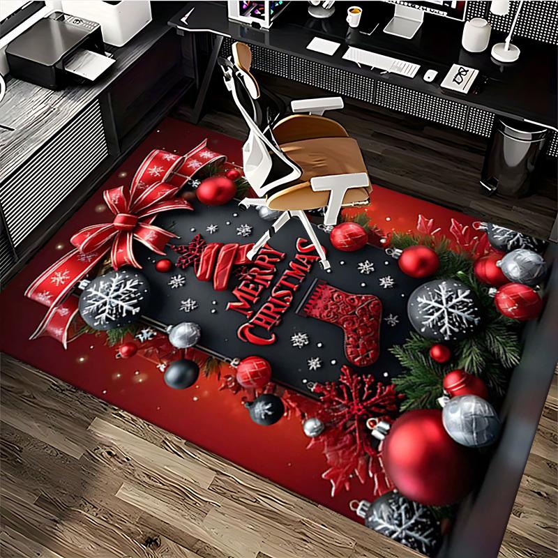 Christmas Office Chair Mat - Anti-Slip Carpet with Anime Cartoon Design, Perfect for Home Decor, Living Room, Bedroom, Gaming Room & Dormitory.R061