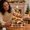 Christmas Village Scene Tree Figurine for Holiday Tabletop Display and Home Decoration