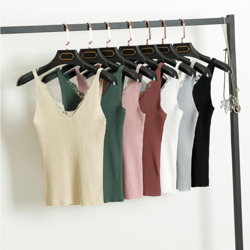 New Women's Crocheted Lace Splicing V-neck Halter Vest Knitted Short Slim-fit Jacket