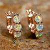 Cute Female White Fire Opal Stone Round Hoop Earrings Vintage Gold Color Wedding  For Women