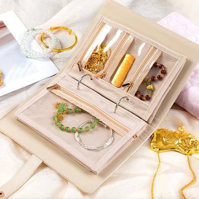 Travel Jewelry Case Organizer Jewelry Storage Book Binder with Clear Zipper Pouch Lining-Portable Earring Ring Necklace Bracelet