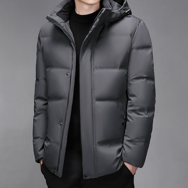 Short Down Jacket Men's Winter New Men's Hooded Jacket Versatile Solid Color Lapel Loose Warm Casual Men's Clothing