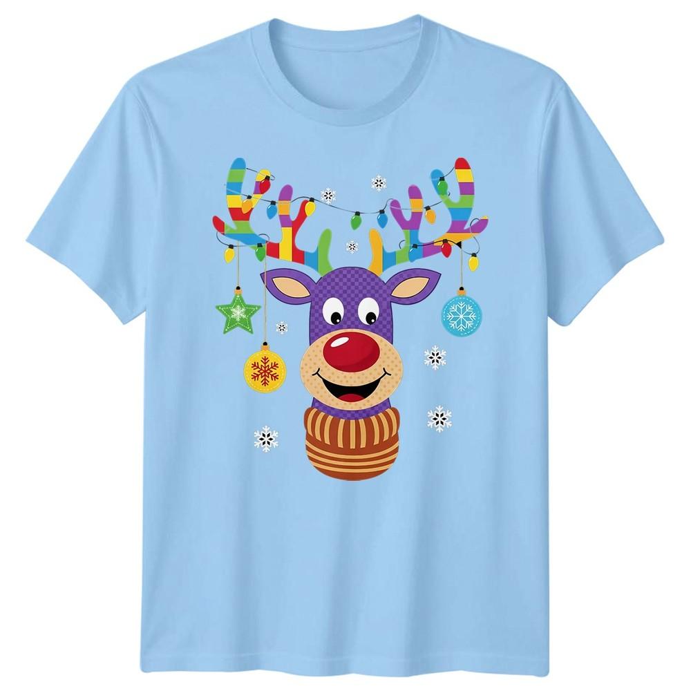 Colorful Reindeer Head Christmas Holiday Graphic Unisexs Unisexs TShirt S