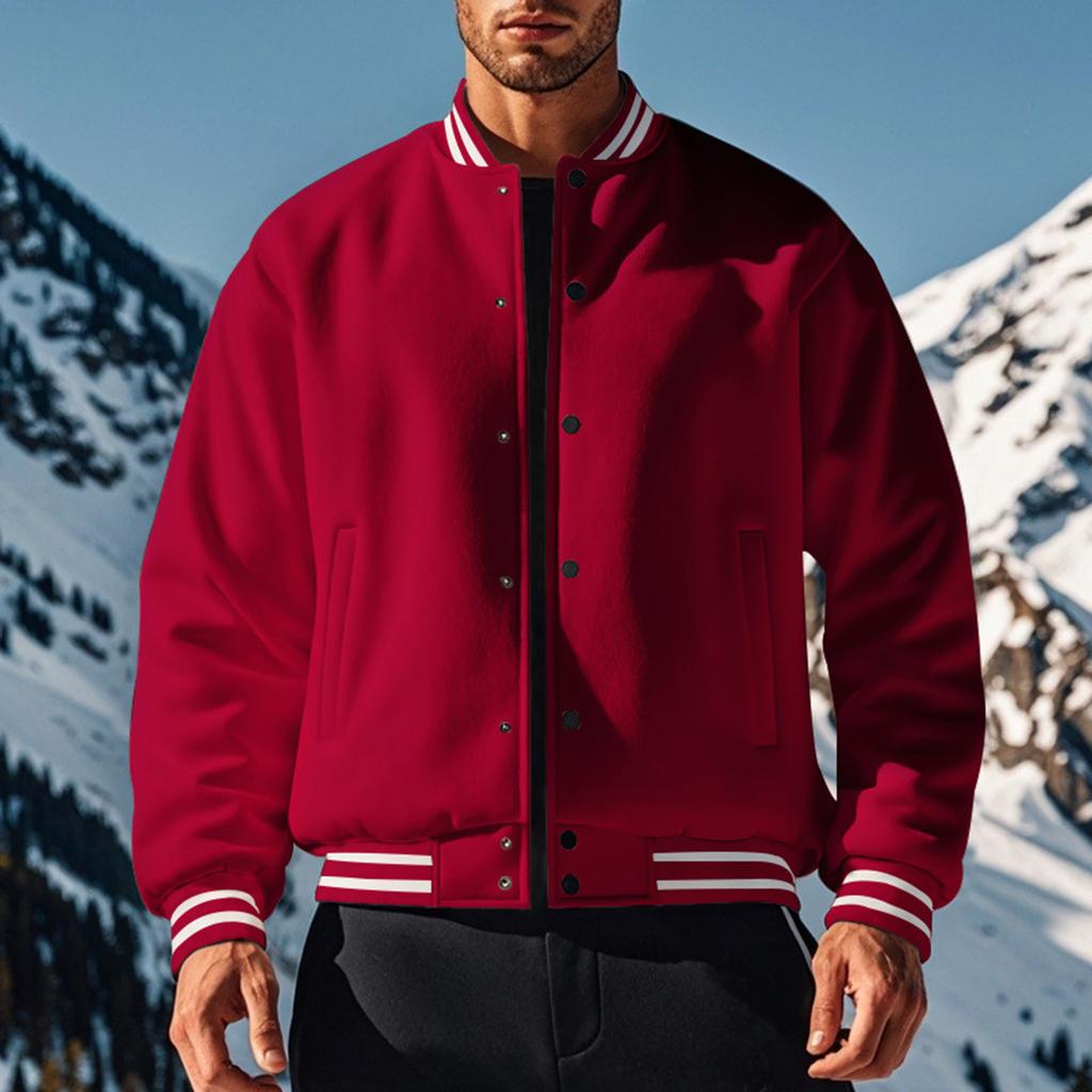 Men's Low Cut Striped Round Neck Casual Sports Jacket