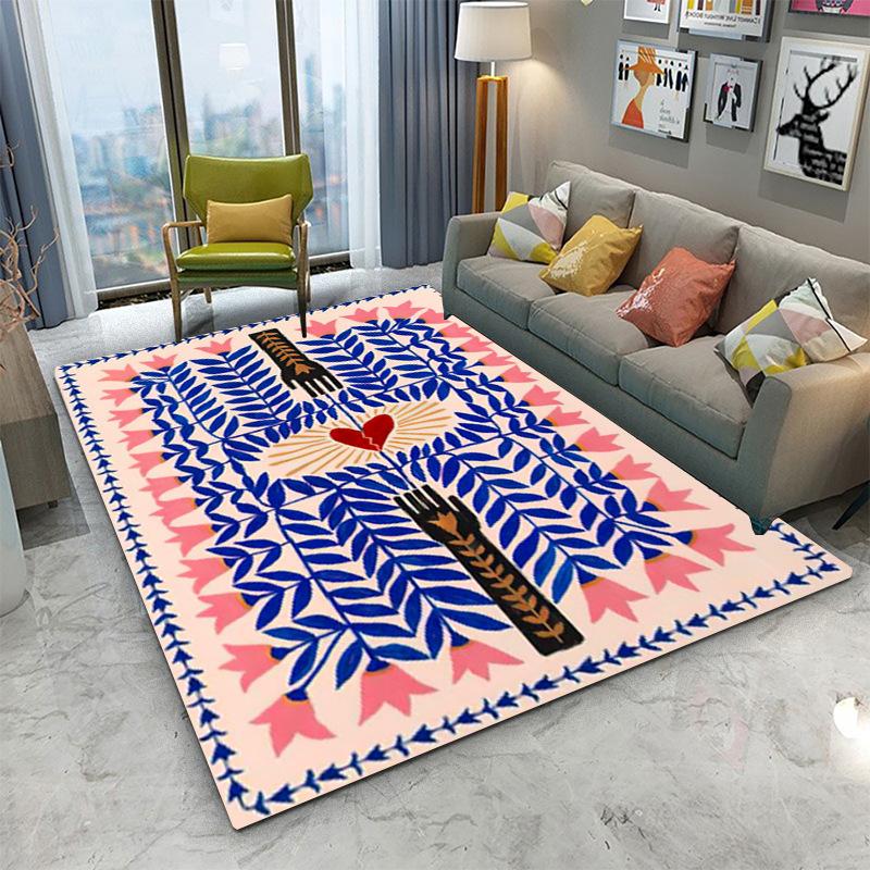 Geometric Abstract Animal Carpet Mat Green Blue Contrast Living Room Rug with Zigzag Pattern Modern Art Design Home Decoration