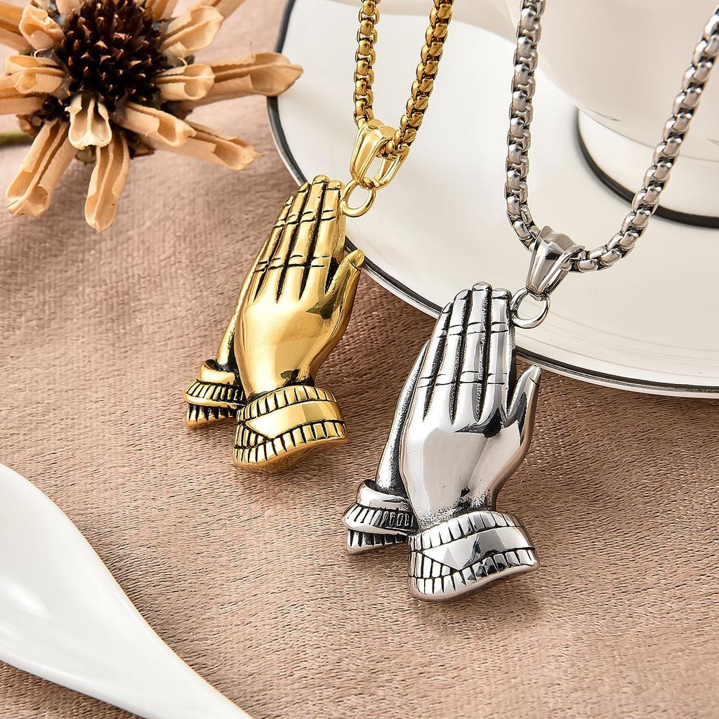 Pendant Accessories Fashion Titanium Steel Bergamot Prayer Gold Pendant Men's Stainless Steel Necklace Pendant
