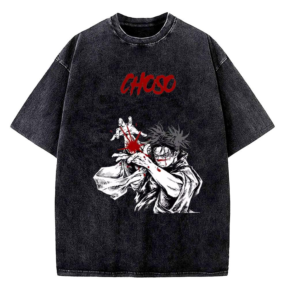 Choso Vintage Washed cotton men Pastel 2000s Retro aesthetic shirt harajuku Pop Culture streetwear aesthetic Digital Retro