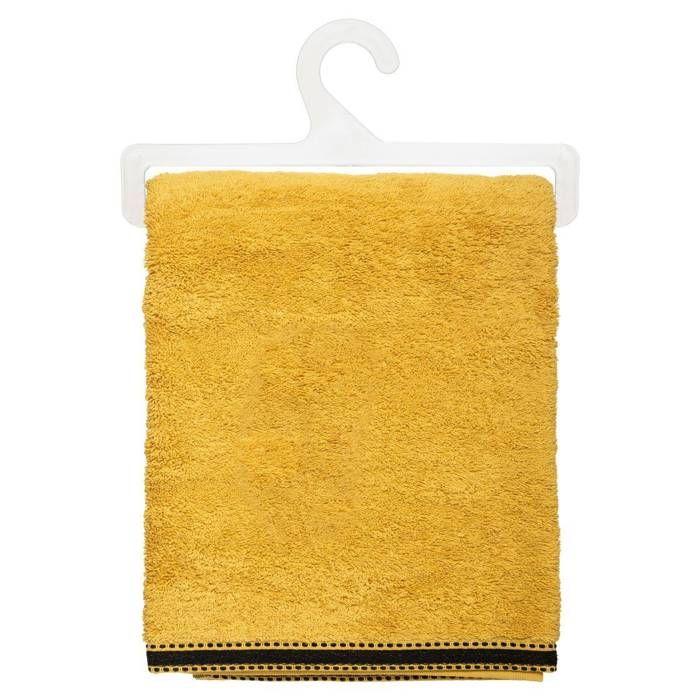 Drap de bain "Joia" coton jaune moutarde 100x150cm - Atmosphera createur d'interieur