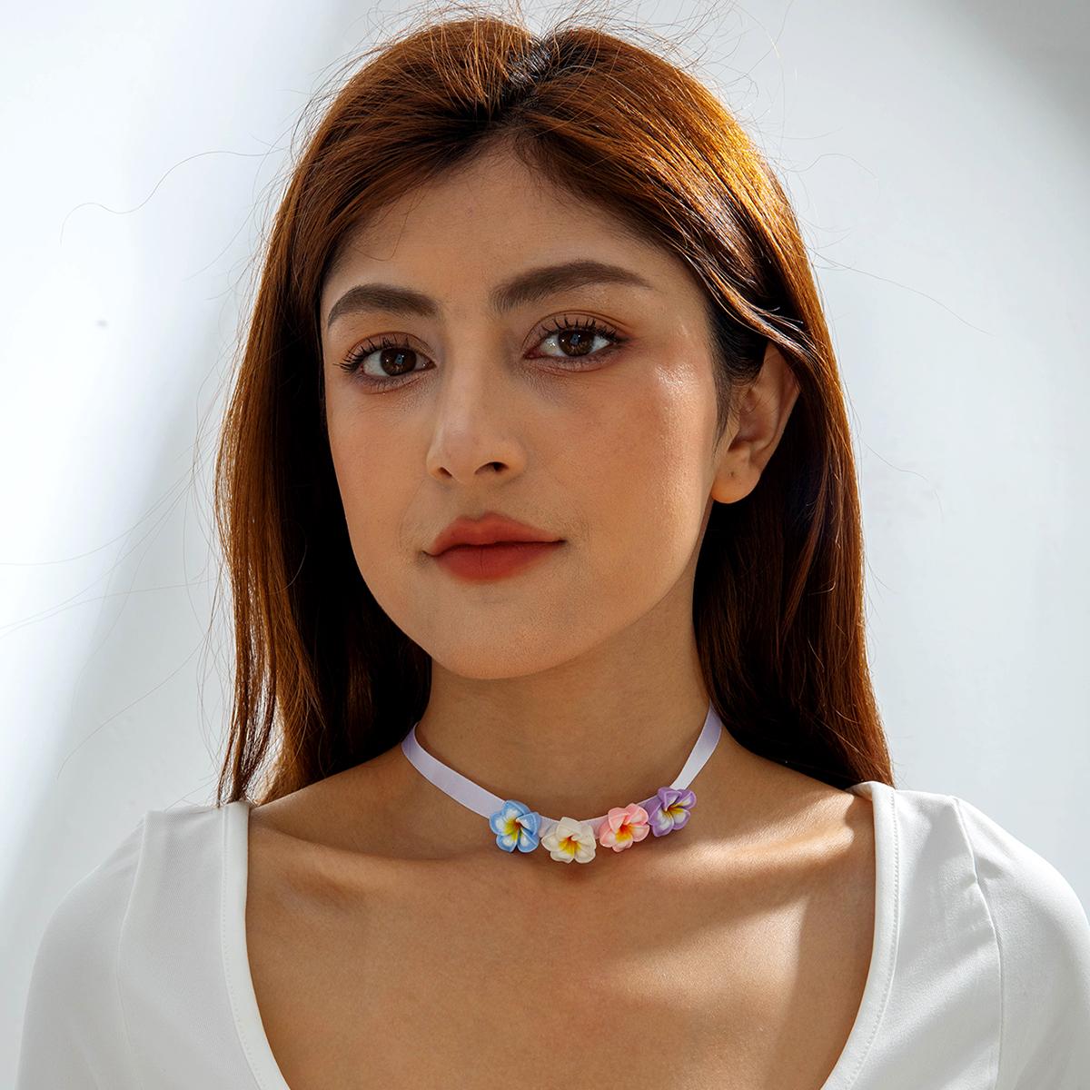 

1 шт. Ожерелье из красочной смолы в виде цветка-яйца в пляжном стиле для женских украшений, летнее свежее колье-чокер