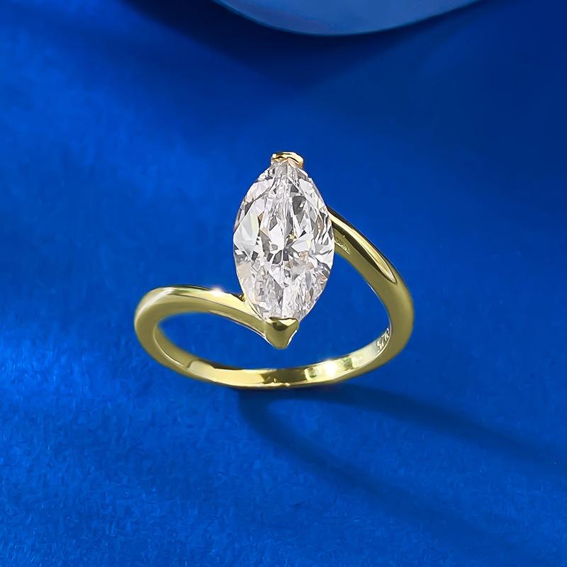 6 * 12Mm Horse Eye High Carbon Diamond Ring Ring Personality