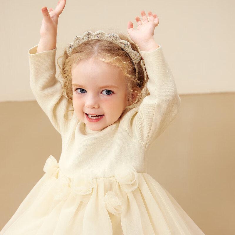 Minibala Girls' Sweet Half-High Collar Princess Dress