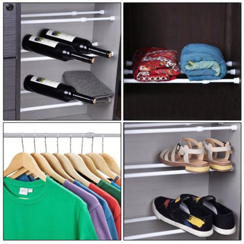 Carbon Steel Thick Telescopic Rod No Drilling Adjustable Length 30Cm To 120Cm For Hanging Clothes Curtains Bathroom Bedroom