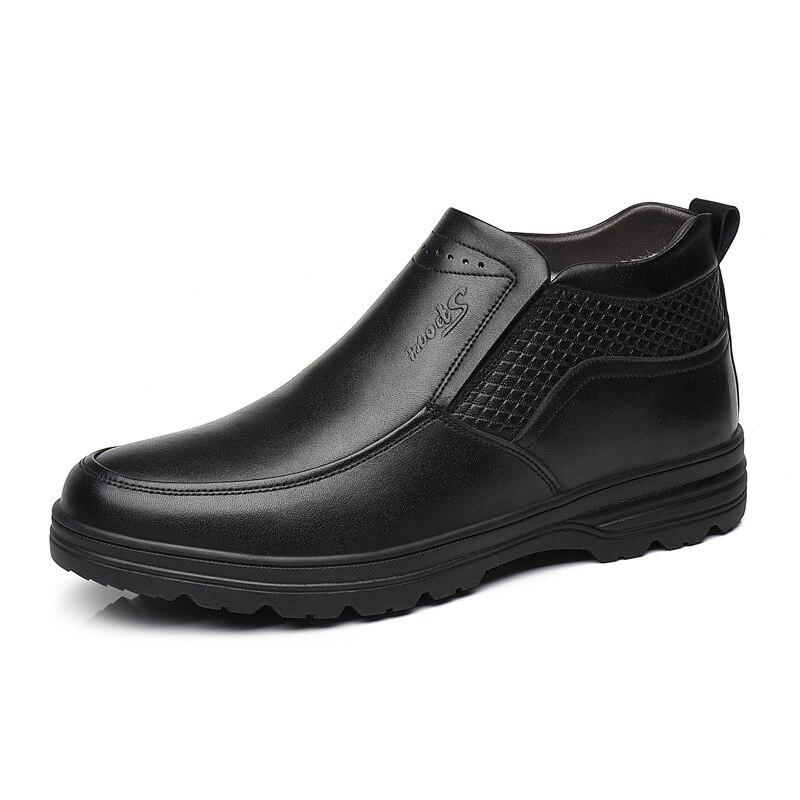 2026 Bottes d'hiver pour hommes en cuir véritable Chaussures de neige chaudes pour hommes Bottines pour hommes Chaussures habillées d'affaires pour hommes