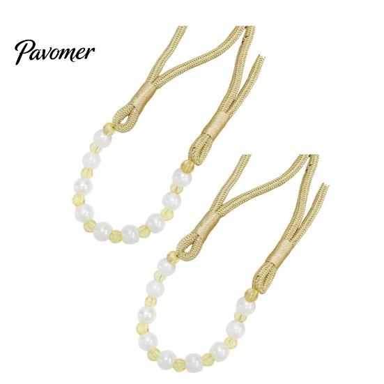 Non-damaging Curtain Holders 2Pcs Tiebacks with Pearls, Handmade Decorative Holdbacks Rope, Outdoor Farmhouse Elegant Tie Backs for Curtains,