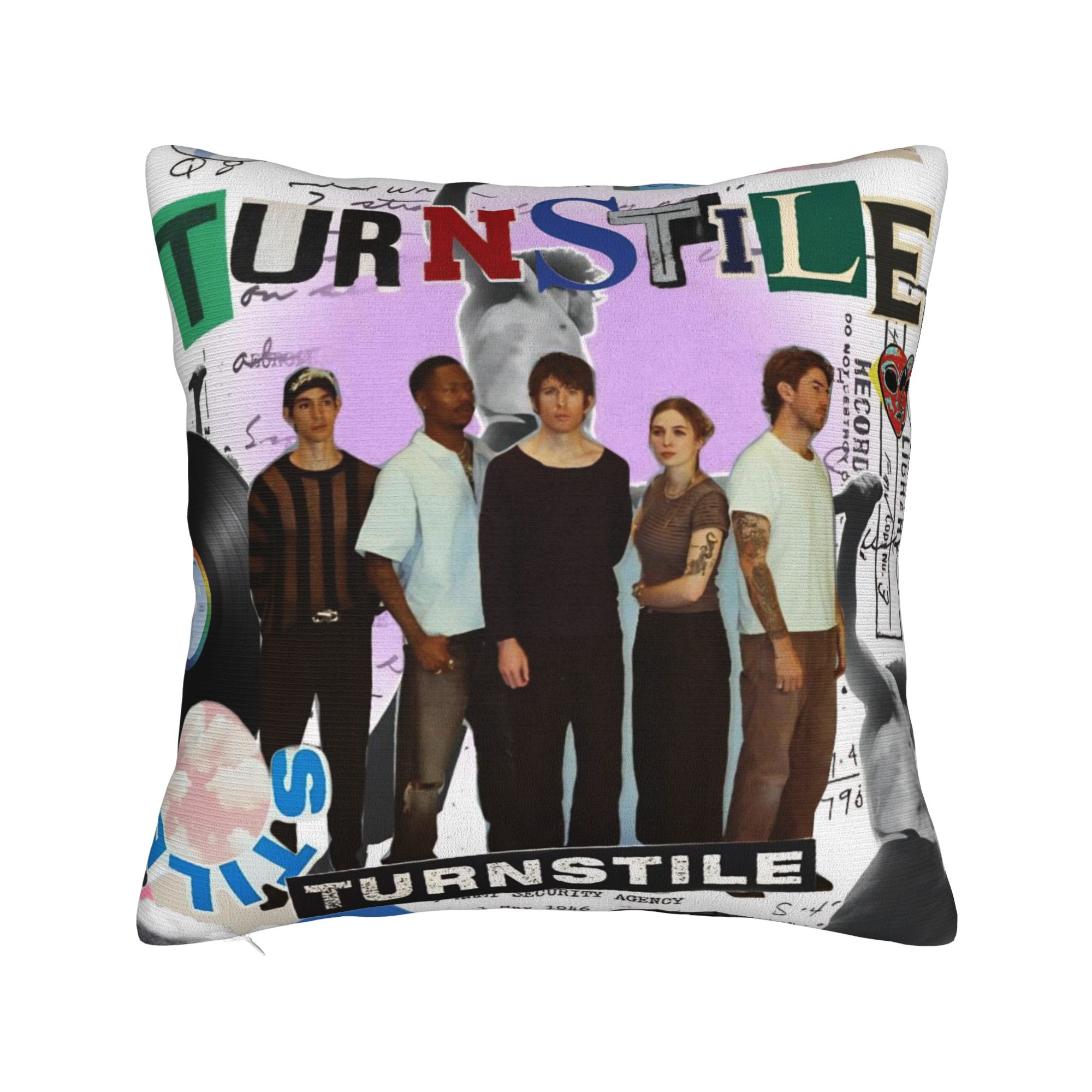 Turnstile band  Pillow Covers Merchandise Printed Cushion Cover Decoration  Pillow Case Cover Home Multiple Sizes 12x12Inch