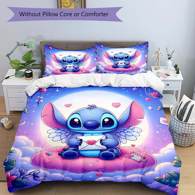 Stitch'S Envelope Adventure Print 3Pcs Bedding Setduvet Cover With 2 Bedropillowcase Home Birthday Gift