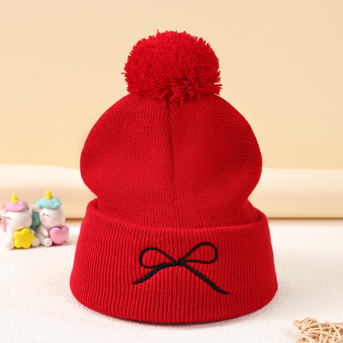 Bow Children S Autumn And Winter Hats Baby Baby Warm Knitted Hat Hairball Autumn And Winter Warm
