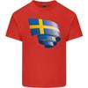 Gekräuselte Schwedische Flagge Schwedentag Fußball Unisex Leichtes Baumwoll-T-Shirt
