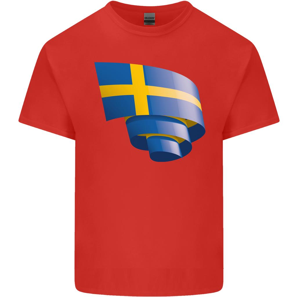 Gekräuselte Schwedische Flagge Schwedentag Fußball Unisex Leichtes Baumwoll-T-Shirt