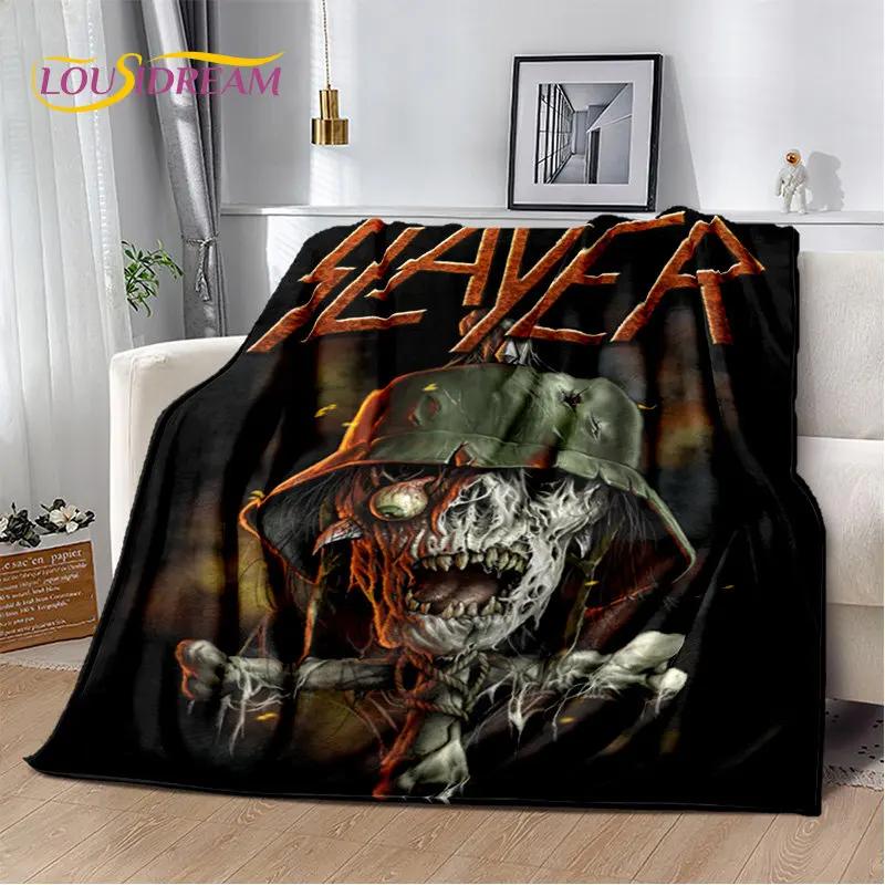 Slayer Heavy Metal Band Weiche Plüschdecke, Flanelldecke, Überwurfdecke für Wohnzimmer, Schlafzimmer, Bett, Sofa, Picknick-Abdeckung, warme Kinder