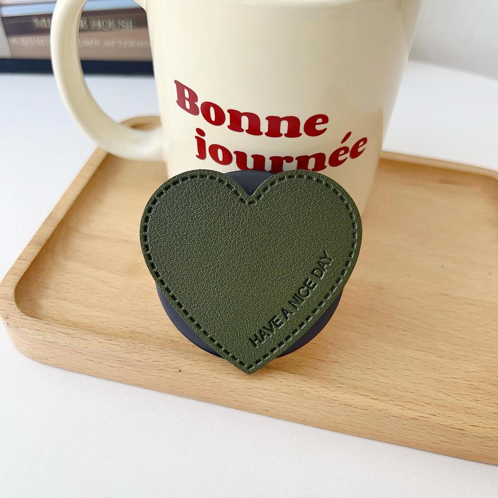 Leather Heart-Shaped Magsafe-Compatible Magnetic Phone Holder - Retractable, Foldable, Strong Adsorption