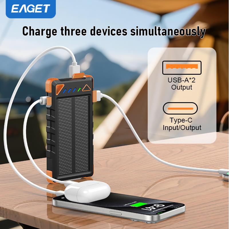 Baterie externă portabilă de urgență pentru telefon mobil, 8000mAh, suportă 3 dispozitive simultan. 4 niveluri de reglare a luminii