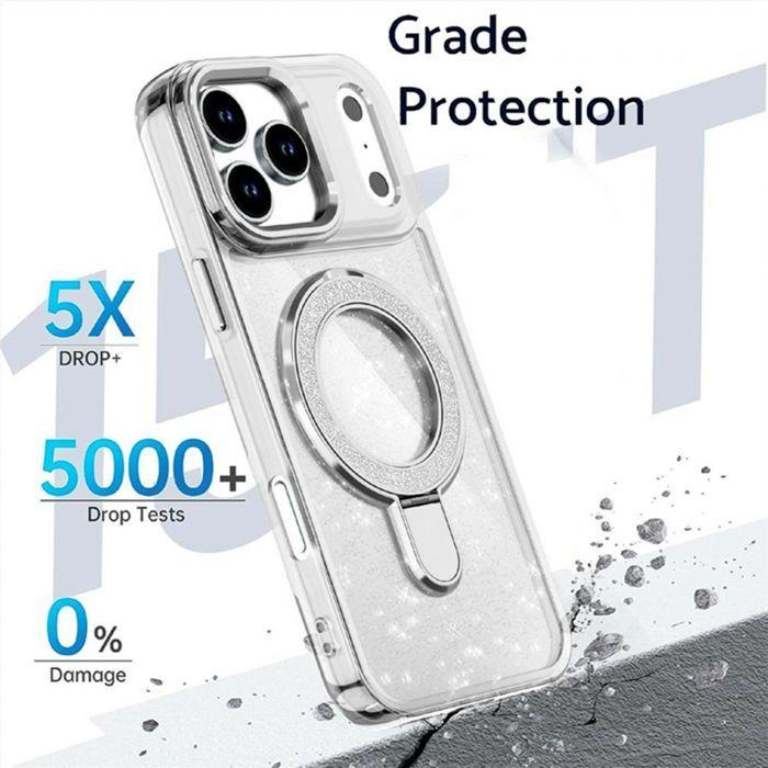 Coque de Téléphone - BOOLING - pour iPhone 17 Pro - Silicone et PC - Transparent - Anneau Magnétique