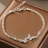 Butterfly Bracelets For Women Zinc Alloy Bowknot Silver Color Light Luxury Full Diamond Versatile Pull-out Bracelet