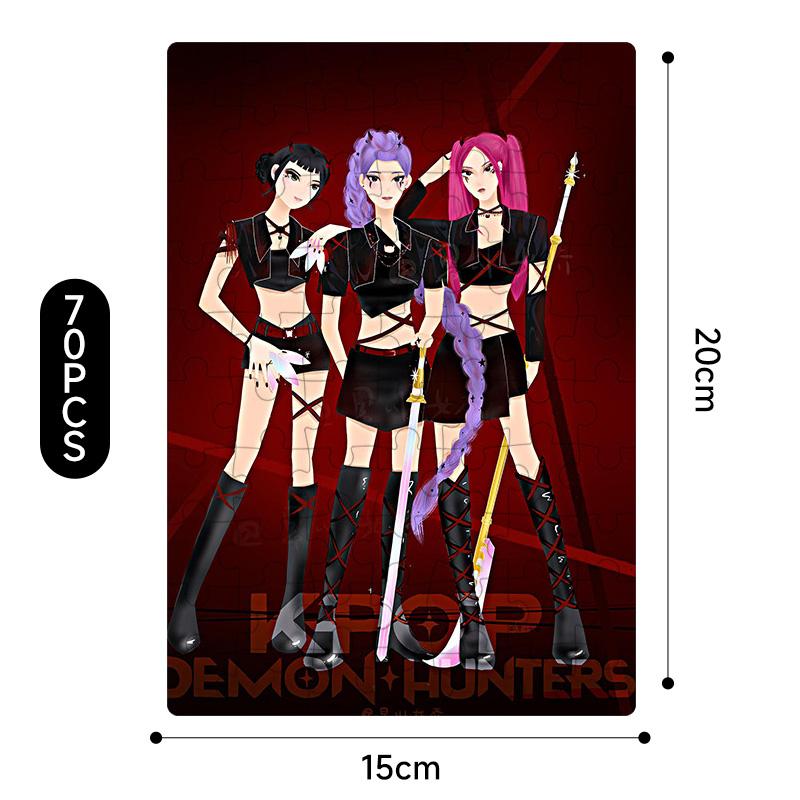 New Kpop Demon Hunters 20*15Cm Jigsaw Puzzle Toys Rumi Mira Zoey Huntrix Character Pattern Board Game Home Decor Children Gifts