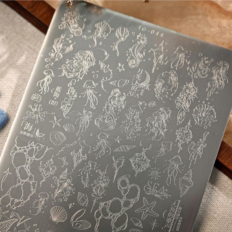 Stainless Steel Nail Art Stamping Plate with Ocean Themed Suitable for Enhancing Visual Appeal in Holiday Decorating