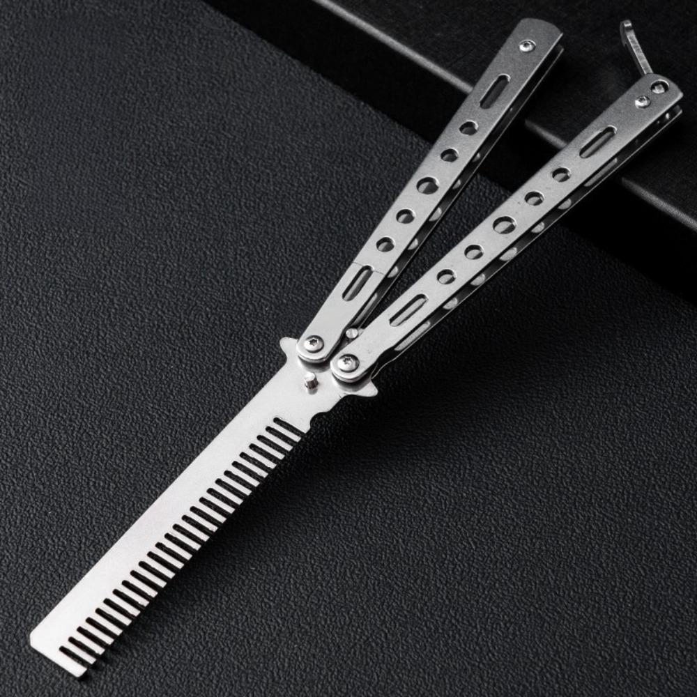 Foldable Butterfly Knife Comb with Buckle Styling Tool Comb New Beard Comb Photo Props