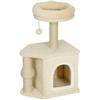 Cat Tree 66 cm Height Cat Tower with Bed Cave Platform Hanging Ball and Jute Post Beige