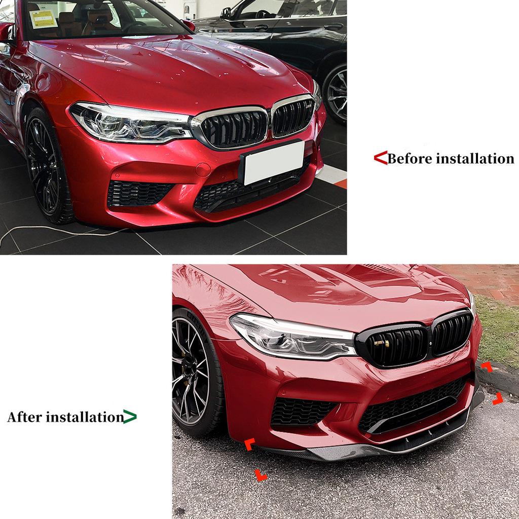 For 2018-2020 BMW 5 Series M5 F90 3pcs/Set Car Front Bumper Lip Chin Spoiler Carbon Black Bodykit Exterior Tuning Accessories