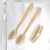 Natural Bristles Back Scrubber Shower Brush With Detachable Long Wooden Handle D X3UC