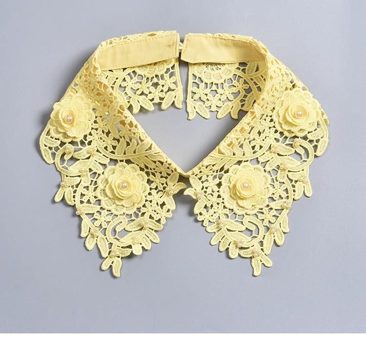 Fashion Beading Fake Collar For Women White Lace Hollow False Detachable Collar Lapel Shirt Tie Necklace Clothes Accessory