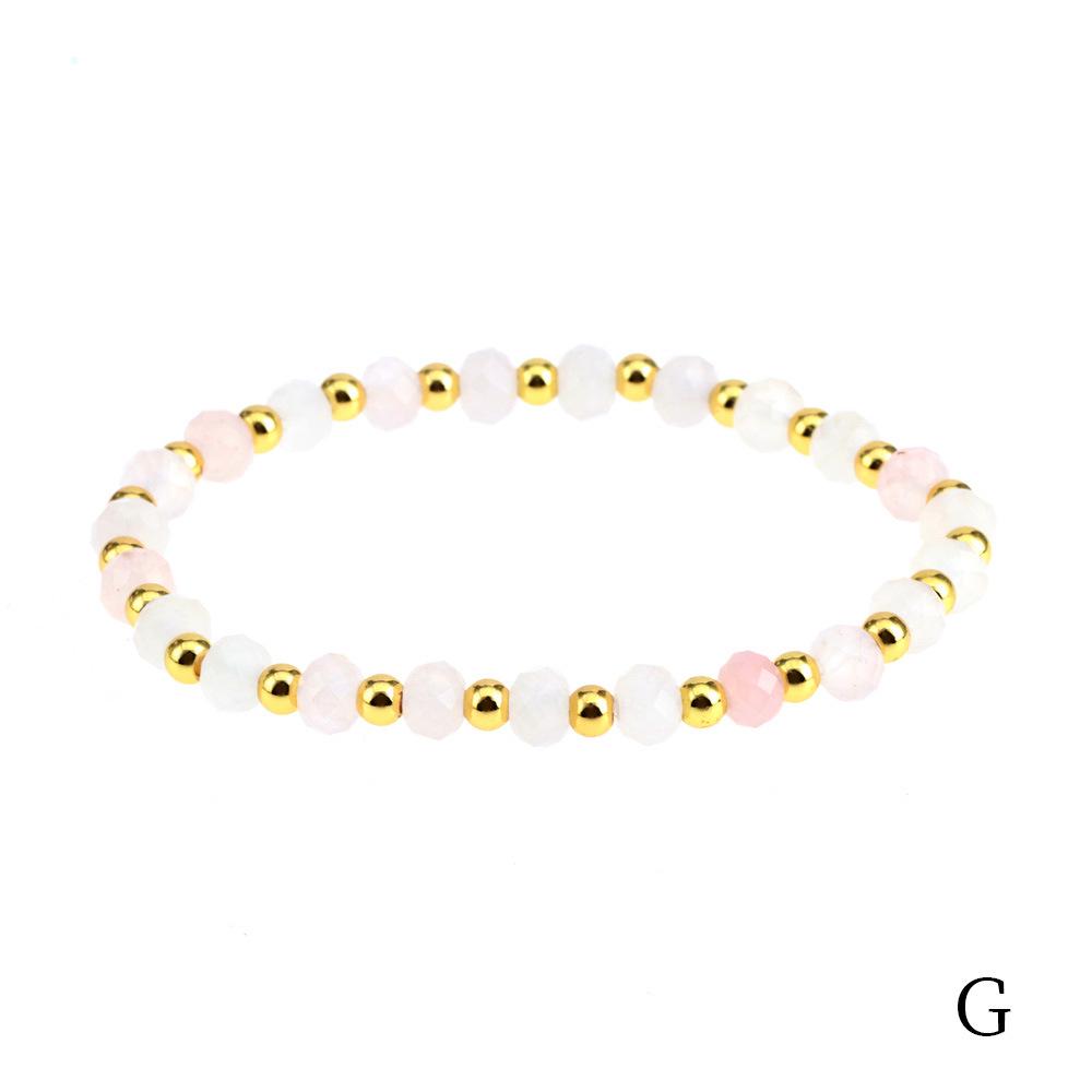 European & American 4mm Faceted Amazonite Bead Bracelet with Spliced Copper-Plated Metal Accents