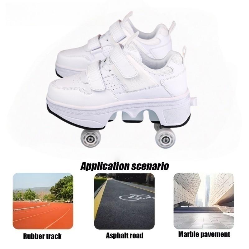 Deformation Shoes Roller Sneakers With 4 Wheels Skates Adult Kids Runaway Parkour Wheels Shoes For Women Men Youth Sport Shoes