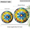 2D Flat Stained Glass Rainbow Mandala Window Decoration, 6.3/7.87inches Colored Glass Plate with Chain, Charming Indoor/Outdoor Sun Catcher Home