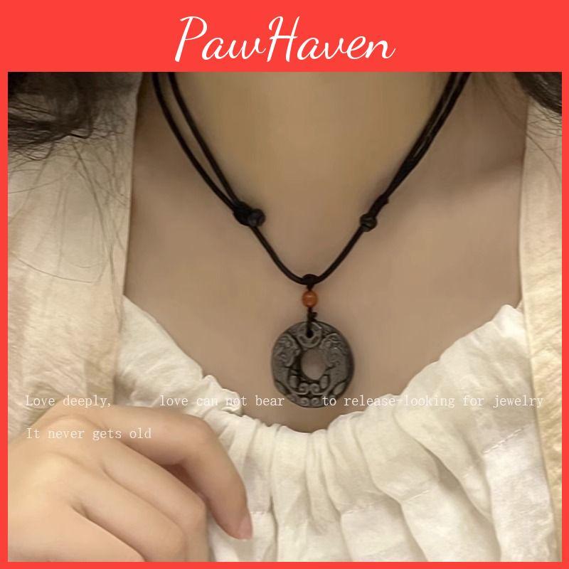 Collier Pixiu Boucle de Paix Matériau Mixte Forme Animal/zodiaque Style Chaîne O Accessoire de Mode Ethnique