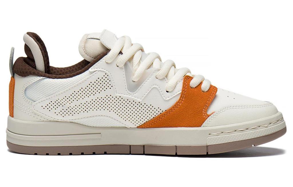 Li Ning Pro Textile, Synthetic Leather Slip Resistant Abrasion Resistant Low top Skateboard Shoes Women's White Orange AECT016-1