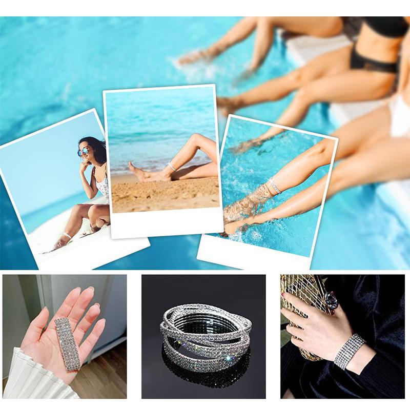 Wedding Elastic Rhinestone Stretch Bracelets,Twinkle Diamond Tennis Bangle,Band Silver Crystal Sparkling Bridal Stackable Bracelet