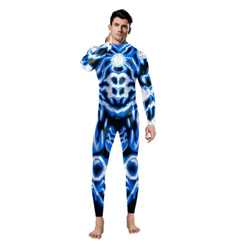 Flexible Halloween Rompers Fitness Party Zentai Bodysuits for Women Men Superhero  Costume Long Sleeve Printing Jumpsuit