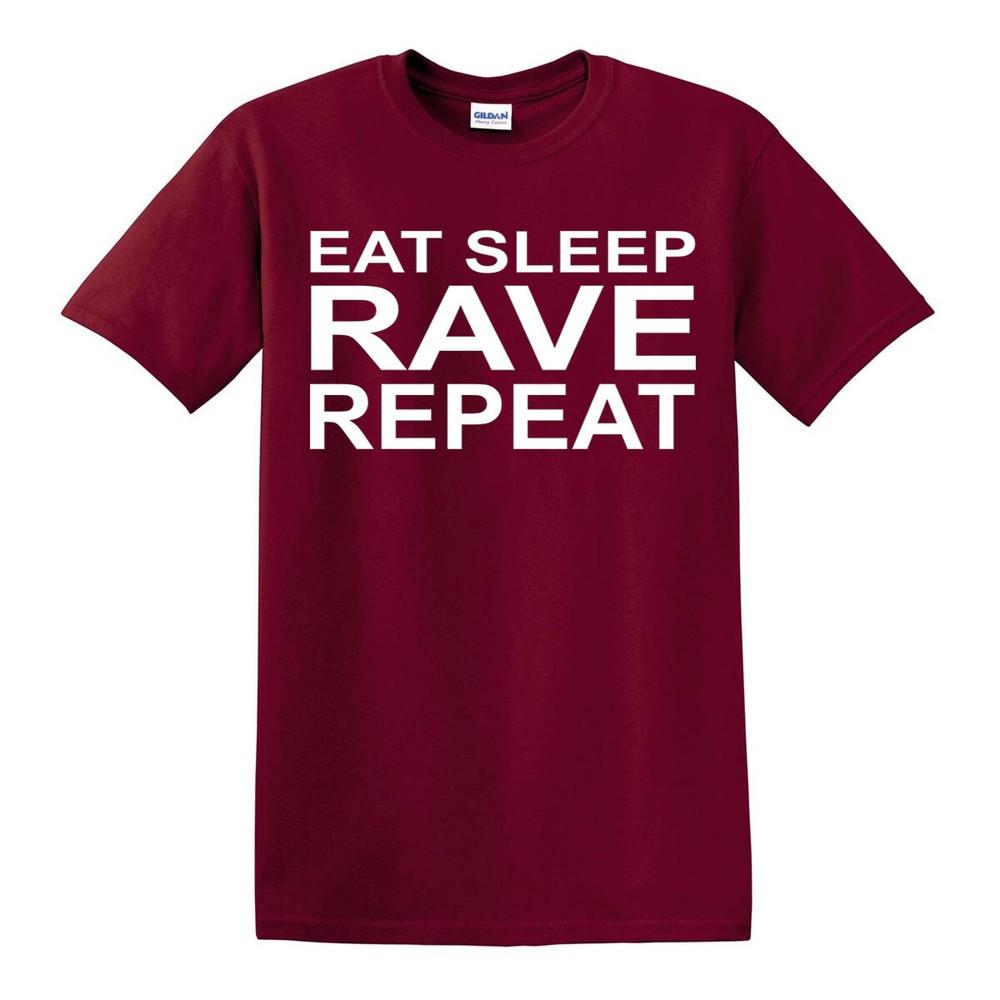 EAT SLEEP RAVE REPEAT Maglietta S5XL Techno Anni '80 '90 Festival Musica Danza Acid Top