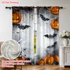 2PCS Halloween Fall Curtains, Pumpkin Bat Spider Web, Digital Print, Bedroom Living Room, Office, Kitchen, Dining Room