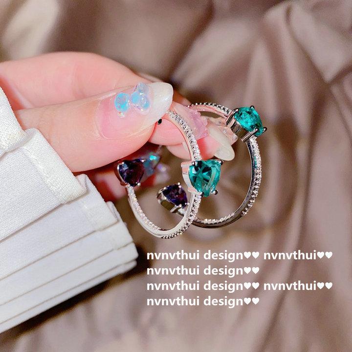 Gypsy Star K Platinum Plated Zircon Earrings Green Zircon Amethyst Love C Type Earrings Big Star Earrings