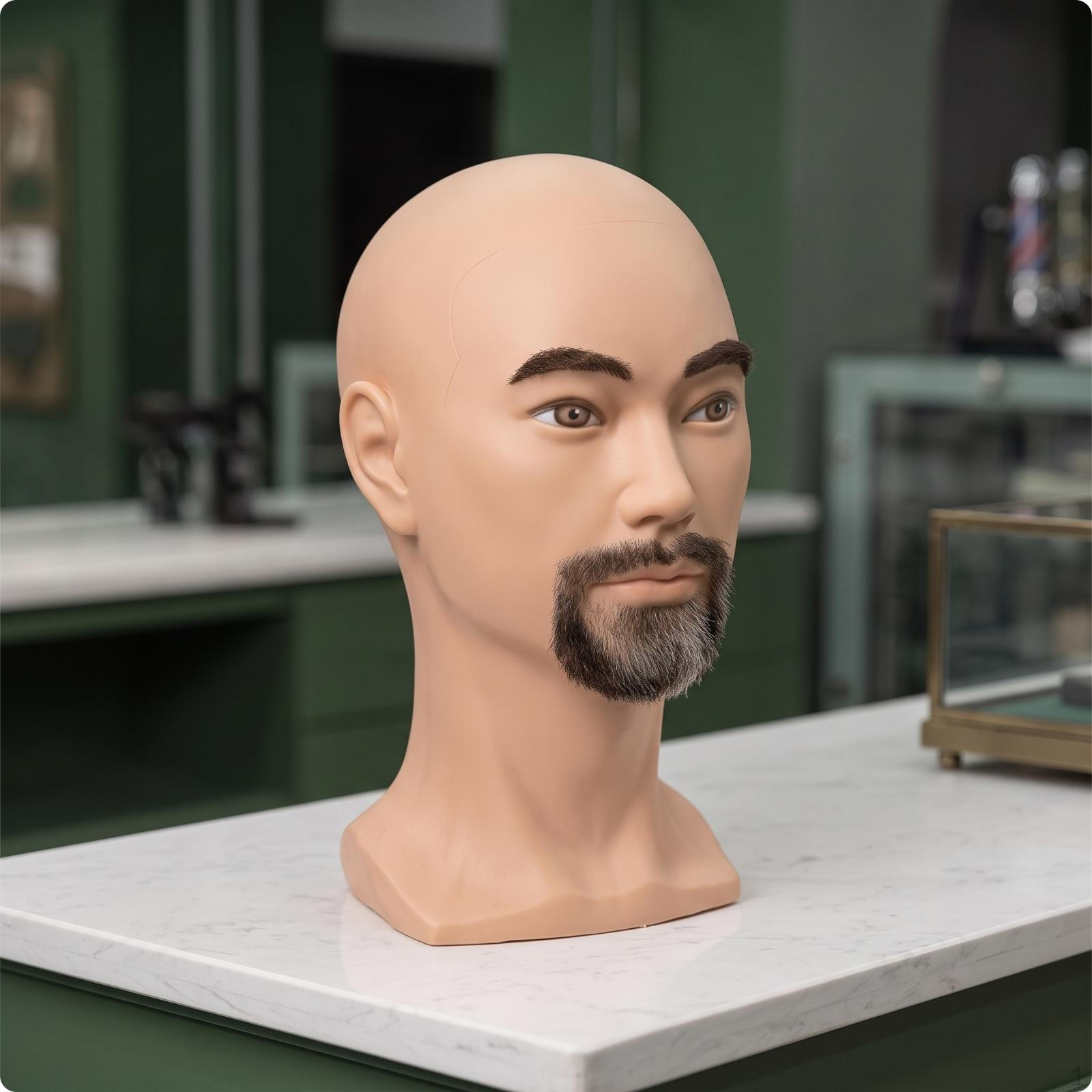 Male Mannequin Head Realistic Bald Beige