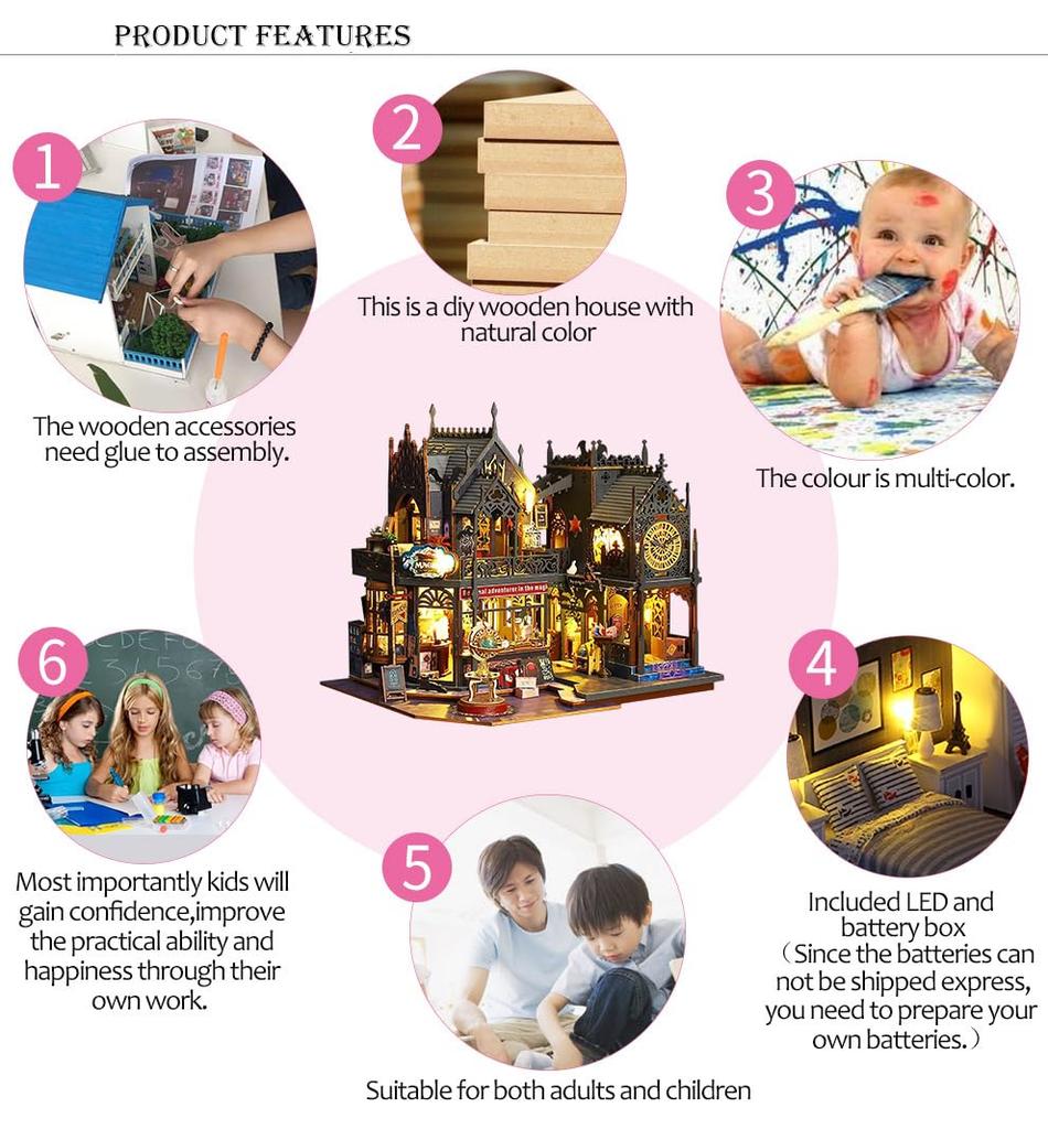 DIY Miniature Dollhouse, 3D Miniature Holo-Magic Castle, Magnificent, Luxurious Handmade Craft Kit for Adults (ES012-A)