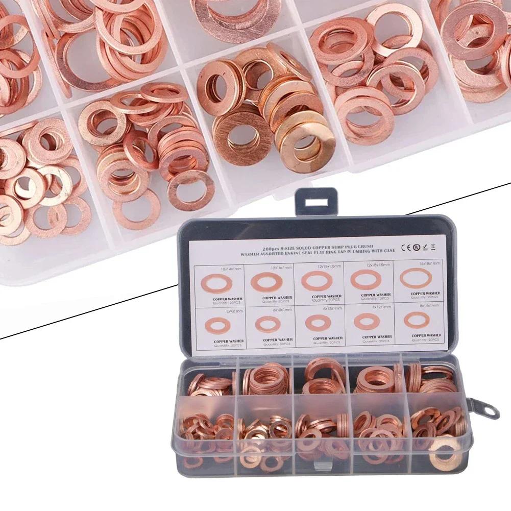 Automotive Repair Copper Gasket Set Flat Washer Set Pressure Reduction Classified Storage Efficient Engine Performance