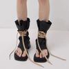 Summer New Straps Versatile Herringbone Stacking Boots for Women, Thin Thick-soled Toes, Cool Boots for Women
